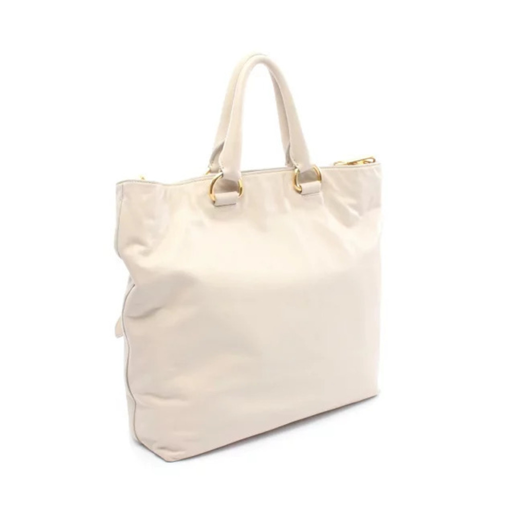 Prada White Ivory Tote Bag VITDAINO Leather White